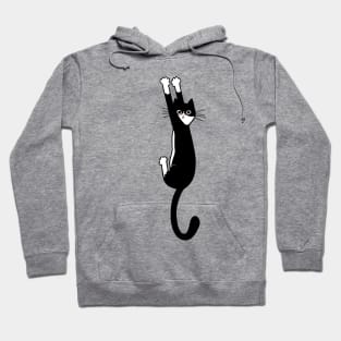 Black and White Cat Hanging On | Funny Tuxedo Cat Hoodie